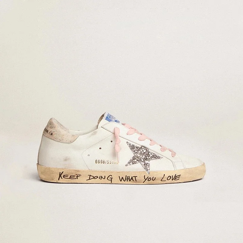Golden Goose Golden Goose Superstar White Glitter Star Sneakers White - 1