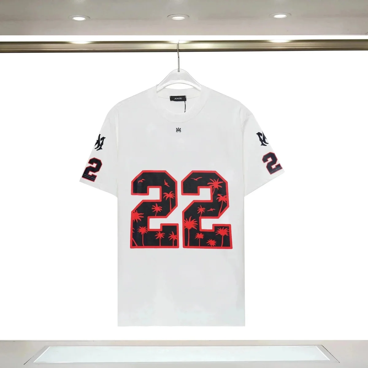 Amiri Amiri White '22' Palm Tree T-Shirt White - 1
