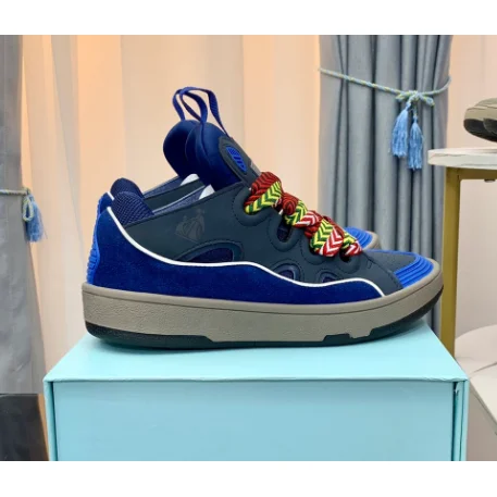 Other Unisex Blue Velvet Sneakers with Colorful Laces Blue - 1