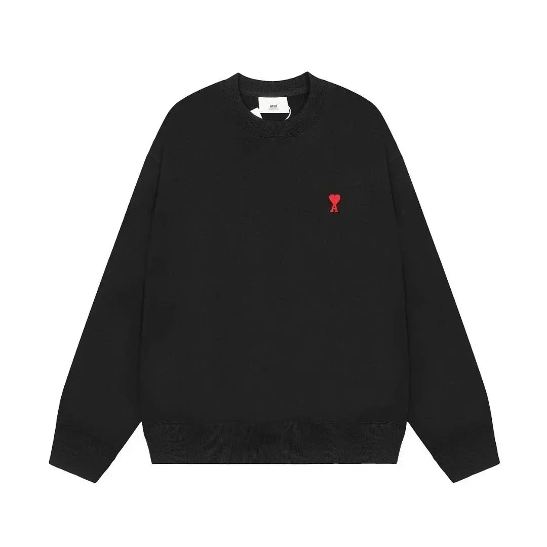 Ami Paris AMI De Coeur Black with Red Logo Sweater Black - 1